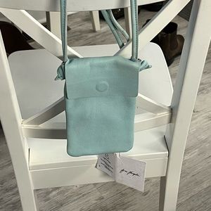 Free People Leather Crossbody Powder Blue  Phone Bag